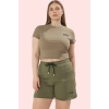 Kadın Pamuklu Örme Şort Büyük Beden Yüksek Bel Casual Stil Günlük Kullanım Kaliteli Malzeme
