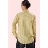 Kadın Pamuklu Polyester Dokuma Gömlek Çizgili Oversize Günlük Hafta Sonu Dayanıklı Malzeme