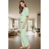 Kadın Pamuklu Rahat Baskılı Pijama Takımı Kısa Kollu Tişört Pantolon Kullanım Ve Şık