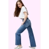 Kadın Pamuklu Yırtık Detaylı Regular Wide Leg Kot Pantolon Günlük Kullanım Kaliteli Malzeme