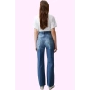 Kadın Pamuklu Yırtık Detaylı Regular Wide Leg Kot Pantolon Günlük Kullanım Kaliteli Malzeme
