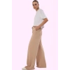 Kadın Pike Örme Pantolon Yüksek Bel Geniş Paça Casual Stil Günlük Kullanım Kaliteli Malzeme