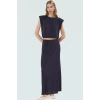 Kadın Pilise Örme Kısa Kollu Crop Bluz ve Etek Takım Yaz Koleksiyonu Dayanıklı Malzeme