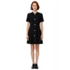 Kadın Polo Yaka A line Kısa Kol Fitilli Skater Elbise Modern Triko Dokulu Rahat Giyim İçin İdeal