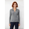 Kadın Polo Yaka Fitilli Triko Kazak Modern Fitted Tasarımıyla Casual Şıklığı Soğuk Havalarda