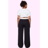 Kadın Polyester Dokuma Pantolon Yüksek Bel Geniş Paça Casual Tarz Yaz Aylarının Vazgeçilmezi