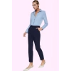 Kadın Polyester Elastan Finike Dokuma Pantolon Boru Paça Normal Bel Günlük Kaliteli Malzeme