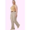 Kadın Polyester Pantolon; Yüksek Bel Geniş Paça Dokuma Casual İş Yaz Aylarının Vazgeçilmezi