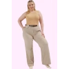 Kadın Polyester Pantolon; Yüksek Bel Geniş Paça Dokuma Casual İş Yaz Aylarının Vazgeçilmezi