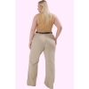 Kadın Polyester Pantolon; Yüksek Bel Geniş Paça Dokuma Casual İş Yaz Aylarının Vazgeçilmezi