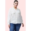 Kadın Polyester Uzun Kollu Dik Yaka Dokuma Gömlek Regular Casual Yaz Aylarının Vazgeçilmezi
