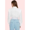 Kadın Poplin Dokuma Crop Gömlek Düz Desen Yaka Rahat Kalıp Günlük Kullanım Kaliteli Malzeme