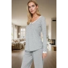 Kadın Puantiyeli Dantelli Pijama Takımı Rahat Pamuklu Örme Kışlık Şık Görünüm Dayanıklı Malzeme