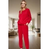 Kadın Puantiyeli Polar Kışlık Pijama Takımı Rahat Örme Kumaş Mükemmel Uyum Şık Görünüm Modern Stil