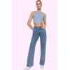Kadın Regular Boy Denim Jean Yüksek Bel Geniş Paça Pamuk Günlük Kullanım Dayanıklı Malzeme