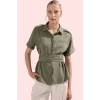 Kadın Regular Fit Kısa Kollu Gömlek Düz Desen Business Stil Günlük Kullanım Modern Tasarım