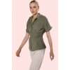 Kadın Regular Fit Kısa Kollu Gömlek Düz Desen Business Stil Günlük Kullanım Modern Tasarım