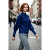 Kadın Regular Fit Yumuşak Dokulu Triko Kazak Balon Kol Dik Yaka Saç Örgü Kış Sezonu Şıklığı