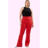Kadın Regular Flare Pantolon Viskoz Polyester Elastan Yüksek Bel Günlük Yaz Aylarının Vazgeçilmezi
