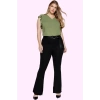 Kadın Regular Flare Pantolon Viskoz Polyester Elastan Yüksek Bel Günlük Yaz Aylarının Vazgeçilmezi