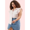 Kadın Regular Kalıp Çizgili Bebe Yaka Gömlek Günlük Kullanım Yaz Hafta Sonu Modern Tasarım
