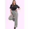 Kadın Relaxed Siluet Geniş Paça Yazlık Pantolon Rahat Kalıp Keten Görünümlü Günlük Kullanım