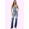 Kadın Renk Bloklu Comfort Flare Jean Yüksek Bel Günlük Ve Özel Günler Yaz Aylarının Vazgeçilmezi