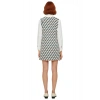 Kadın Shift Kalıp Geometrik Desenli Triko V Yaka Akrilik Mini Elbise İş ve Günlük Şıklık İçin İdeal