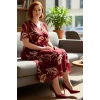 Kadın Şifon Kumaş Melek Kol V Yaka Çiçek Desenli A line Kruvaze Maxi Elbise İlkbahar Yaz Kaliteli