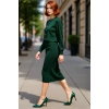 Kadın Şık Akrilik Bisiklet Yaka Uzun Kol Bodycon Midi Triko Elbise Hırka Seti Günlük Kaliteli