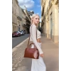 Kadın Şık Kroko Desenli PU Deri El Ve Omuz Çantası Fonksiyonel Günlük Stil Uzun Ömürlü