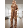 Kadın Şık Leopar Desenli Viskon Pijama Takımı Rahat Ev Giyim Seti Ve Trend Tasarım Yüksek Kalite