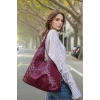 Kadın Şık Örgü Desenli Suni Deri Geniş Omuz Çantası Günlük Kullanım Özenle Seçilmiş Modern Stil