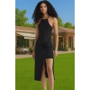 Kadın Şık Örme Midi Elbise Polyester Elastan Düz Kesim Rahat Kullanım Günlük Kullanım İçin