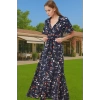 Kadın Şık Viskoz Midi Gömlek Elbise Kuşaklı Çiçek Desenli Yazlık Premium Kalite Kaliteli İşçilik