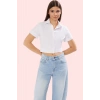Kadın Sırt Bağcıklı Crop Gömlek Terrycotton Dokuma Günlük Kullanım İçin Rahat Kesim Hafta Sonu