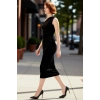 Kadın Siyah Asimetrik Yaka Tek Omuz Kadife Bodycon Maxi Abiye Elbise Özel Davet Şıklığı Kaliteli