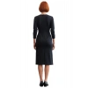 Kadın Siyah Bodycon Midi Elbise Polo Yaka Tam Fermuar Detaylı Uzun Kollu Şık Örme Tasarım Kaliteli