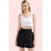 Kadın Spor Şort Reflektör Detaylı Kısa Boy Normal Bel Likra Günlük Kullanım Modern Tasarım