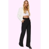 Kadın Straight Fit Pantolon Kışlık Çizgili Yüksek Bel Kemerli Günlük Kullanım Modern Tasarım