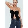 Kadın Straplez Crop Örme Bluz Buzzy Dokuma Polyester Yazlık Günlük Seçkin Malzeme Dayanıklı