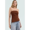 Kadın Straplez Fitted Örme Bluz Yazlık Günlük Kullanım Modern Stil Rahat