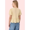 Kadın Terrycotton Kumaş Gömlek V Yaka Kısa Kollu Rahat Kesim Yaz Günlük Kullanım Hafta Sonu