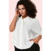Kadın Truvakar Kol Polyester Dokuma Gömlek Oversize Kalıp Günlük Şıklık Yaz Aylarının Vazgeçilmezi