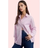 Kadın Uzun Kollu Çizgili Oversize Gömlek Dokuma Kumaş Rahat Günlük Kombinler Modern Tasarım