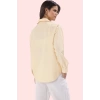 Kadın Uzun Kollu Çizgili Oversize Gömlek Dokuma Kumaş Rahat Günlük Kombinler Modern Tasarım
