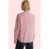 Kadın Uzun Kollu Çizgili Oversize Gömlek Dokuma Kumaş Rahat Günlük Kombinler Modern Tasarım