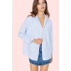 Kadın Uzun Kollu Çizgili Oversize Gömlek Dokuma Kumaş Rahat Günlük Kombinler Modern Tasarım