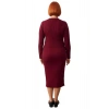 Kadın Uzun Kollu Fitilli Polo Yaka Bodycon Triko Elbise Midi Boy Soğuk Havalar İçin İdeal Kaliteli