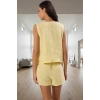 Kadın V Yaka Bağlamalı Müslin Pijama Takımı Trend Tasarım Modern Stil